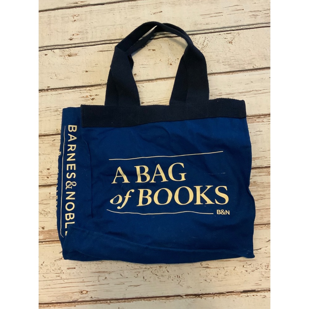 Barnes & Noble A Bag of Books Canvas Tote Navy Blue Re-Wrap Collaboration Bag